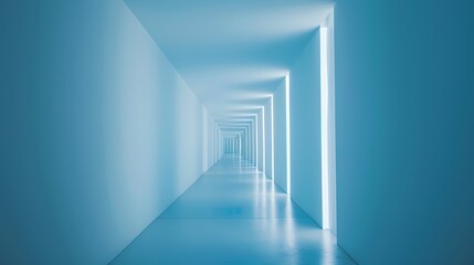 Obraz premium digital technology blue and white glowing corridor tunnel poster background
