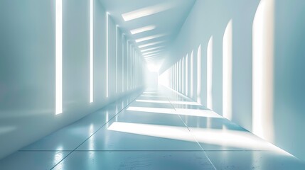 Obraz premium digital technology blue and white glowing corridor tunnel poster background