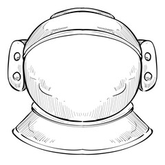 astronaut helmet handdrawn illustration