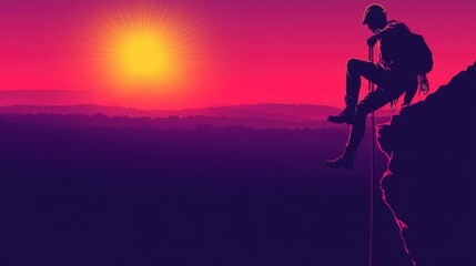 Silhouette of a Climber at Sunset