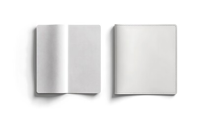 White passport cover mockup, front and back, isolated, 3d rendering. Empty identity document case mockup