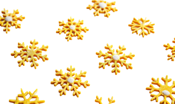 Yellow snowflake isolated white or transparent background