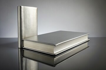 Shiny Silver Book Cover with Grey Background for Back to Work Concept in Formal Fashion Photography