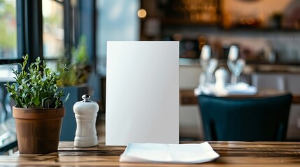 Restaurant menu card mockup, blank design