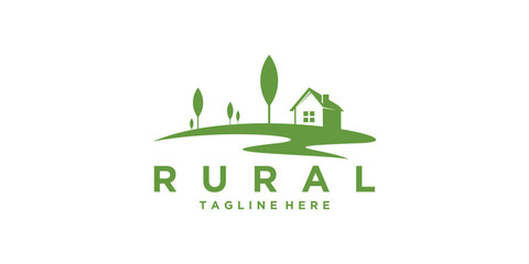 rural logo design, farm, agriculture, landscape, nature, logo design vector, symbol, icon, idea, creative.