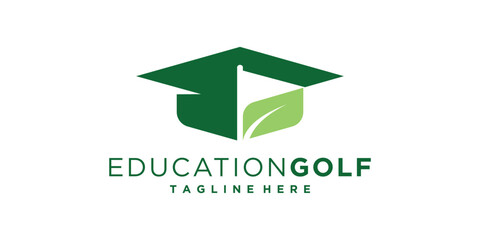 education logo design, golf, graduation, learning, sports, logo design vector, symbol, icon, idea, creative.