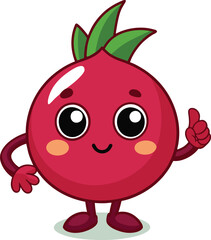 Obraz premium Cute Pomegranate Cartoon Character 