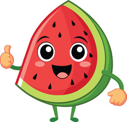 Obraz premium Happy Watermelon Character Thumbs Up 