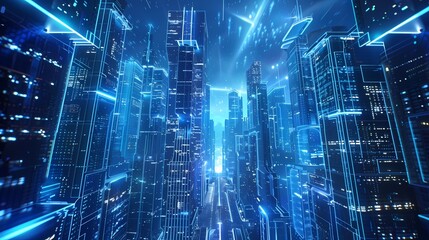 Fototapeta premium digital technology future technology abstract city building poster background