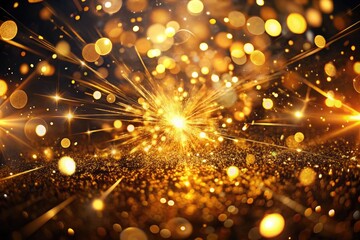 Obraz premium Stunning Abstract Golden Lights and Sparks - Drone Photography of Flashes Isolated on Transparent Background for Stunning Visuals and Design Elements