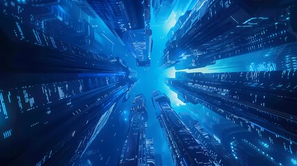 Fototapeta premium digital technology future technology abstract city building poster background