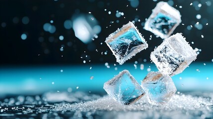 Mesmerizing frosted 3D ice texture showcasing intricate crystalline details and alluring cool blue tones creating an abstract and chilling visual masterpiece