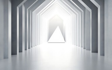 
Empty white room with geometric structure, 3d rendering, Generative Ai