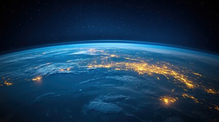 Fototapeta premium Planet earth showing human impact at night from space