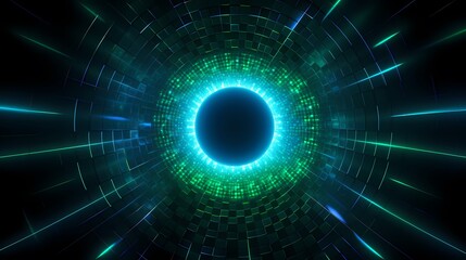 Digital technology blue-green grid poster background