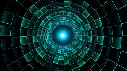 Fototapeta premium Digital technology blue-green grid poster background