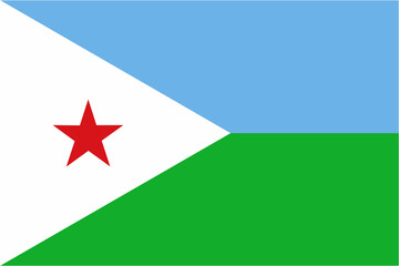 Djibouti official flag vector with standard size and proportion. National flag emblem with accurate size and colors.