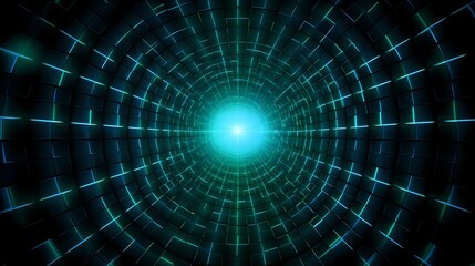 Fototapeta premium Digital technology blue-green grid poster background