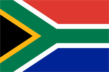 Naklejka premium South Africa official flag vector with standard size and proportion. National flag emblem with accurate size and colors.