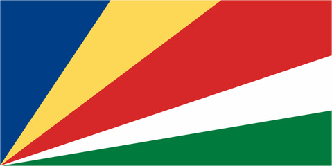 Seychelles official flag vector with standard size and proportion. National flag emblem with accurate size and colors.