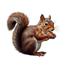 Obraz premium illustration of a squirrel holding a nut isolated on white background