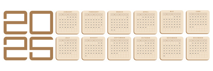 Brown 2025 calendar simple calendar pastel color