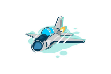 Russian cold war supersonic jet fighter and interceptor aircraft icon vector illustration. simple military aircraft icon