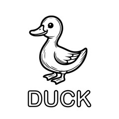 Fototapeta premium Cute outline drawing of a duck on a white background. vector illustration for a coloring book.
