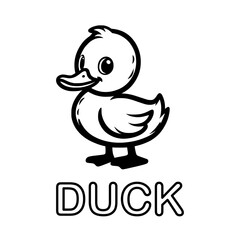 Cute outline drawing of a duck on a white background. vector illustration for a coloring book.