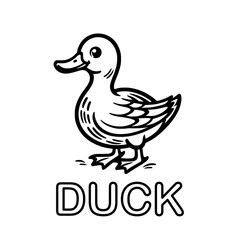 Cute outline drawing of a duck on a white background. vector illustration for a coloring book.