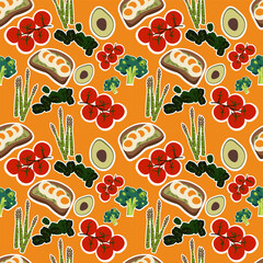 Foods vector ilustration seamless patern.Great for textile,fabric,wrapping paper,and any print.
