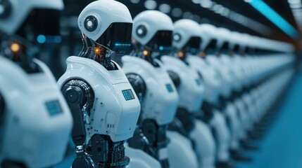 Fototapeta premium A highly automated factory assembly line with robotic arms seamlessly assembling a variety of electronic devices showcasing the efficiency and precision of modern manufacturing processes