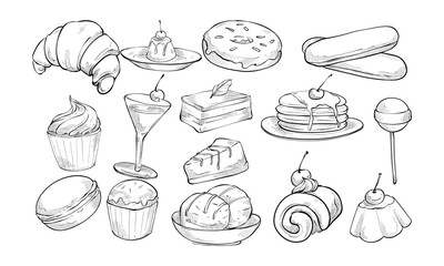 sweet food handdrawn collection