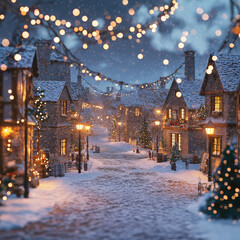 A magical winter village on Christmas Eve