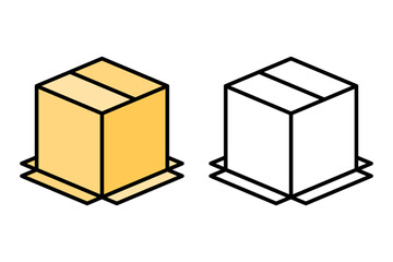 Package box icon object cartoon, sticker flat vector