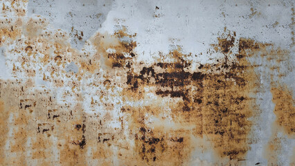 Rust on the iron door for the background. old peeling paint on rusty gates.