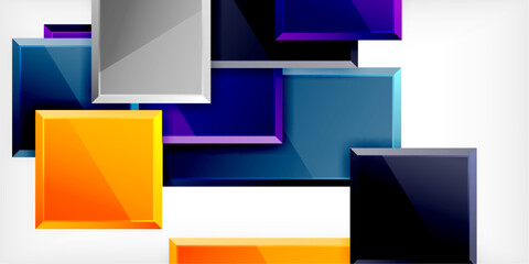 Obraz premium Square shape color abstract geometry. Vector Illustration For Wallpaper, Banner, Background, Card, Book Illustration, landing page