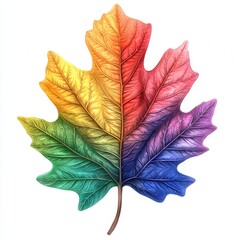 A vibrant, multicolored leaf showcasing an artistic blend of hues, perfect for nature-themed designs and backgrounds.