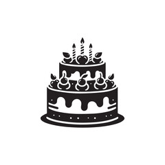 Birthday Cake silhouette vector style art illustration.