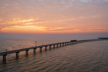 Fototapeta premium Floating train on Pa Sak Cholasit Dam is the unseen trip in Lopburi : Thailand