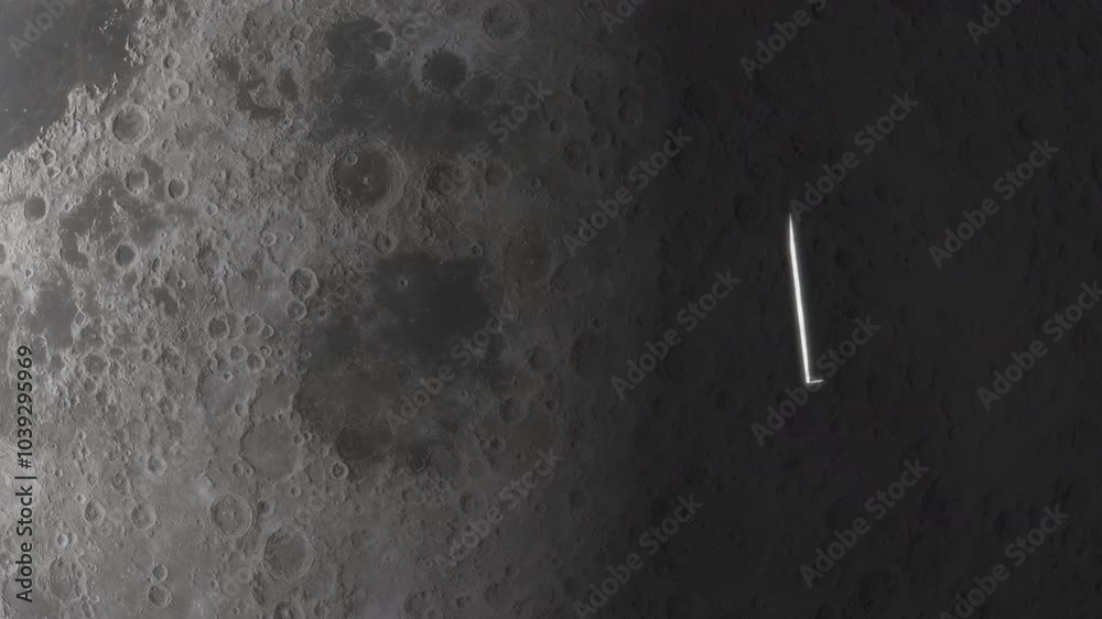 Wall mural oumuamua asteroid interstellar object passing and tumbling through solar system and moon with detail