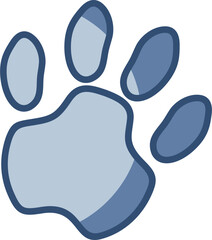 transparent background dog paw print vector icon. replaceable blue color design