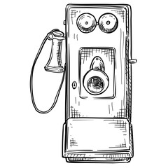 old telephone handdrawn illustration