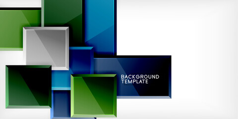 Fototapeta premium Glass toy style square shapes abstract design. Vector Illustration For Wallpaper, Banner, Background, Card, Book Illustration, landing page