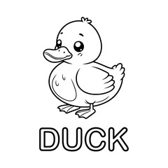Cute outline drawing of a duck on a white background. vector illustration for a coloring book.