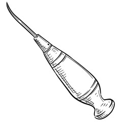 Obraz premium cobbler sewing awl handdrawn illustration