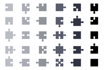 Naklejka premium モノクロのジグソーパズルのイラストセット 背景イラスト