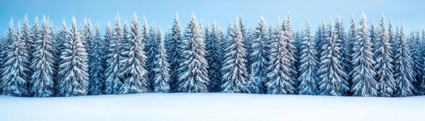 Fototapeta premium Nightfall in a snow-covered forest, soft moonlight casting eerie shadows and illuminating the snowy path Winter wonderland, forest
