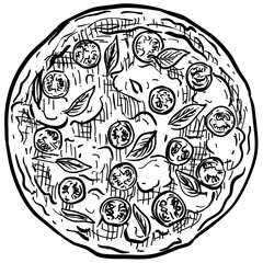 italian pizza handdrawn illustration