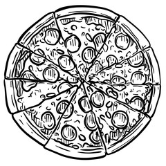 italian pizza handdrawn illustration